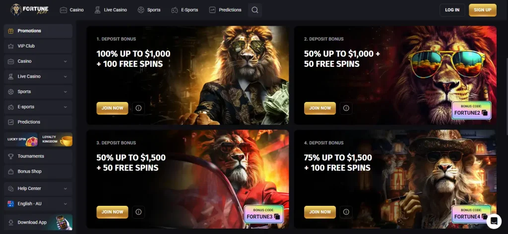 FortunePlay Australia welcome package and bonus terms section